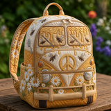 Gesteppter Boho-Rucksack – Bienen und Honig