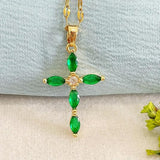 Smaragd-Kreuz-Halskette in Gold, Ansicht 3