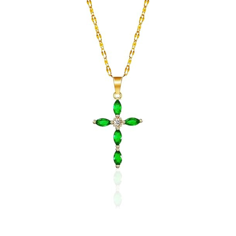 Smaragd-Kreuz-Halskette in Gold