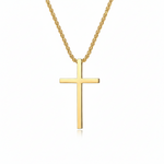 Halskette mit gefasstem Kreuz in Gold
