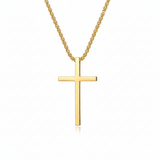 Halskette mit gefasstem Kreuz in Gold