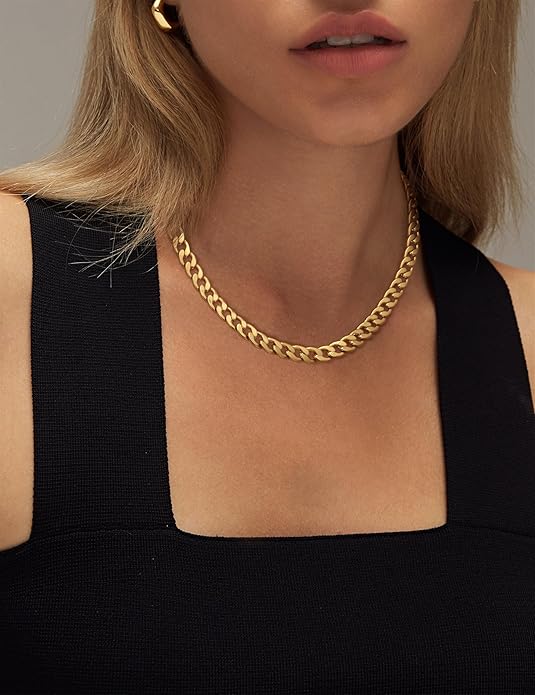 Kubanische Gliederkette mit großen Gliedern in Gold, Ansicht 5