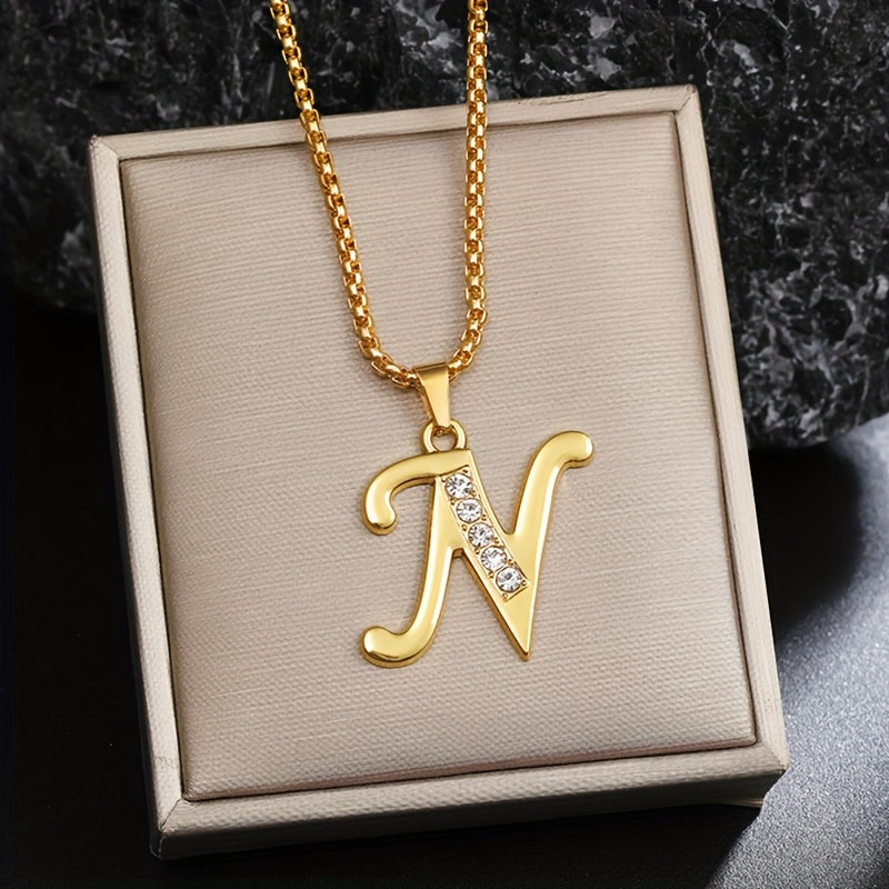 Initialen-Halskette mit Kristall in Gold, Ansicht 14