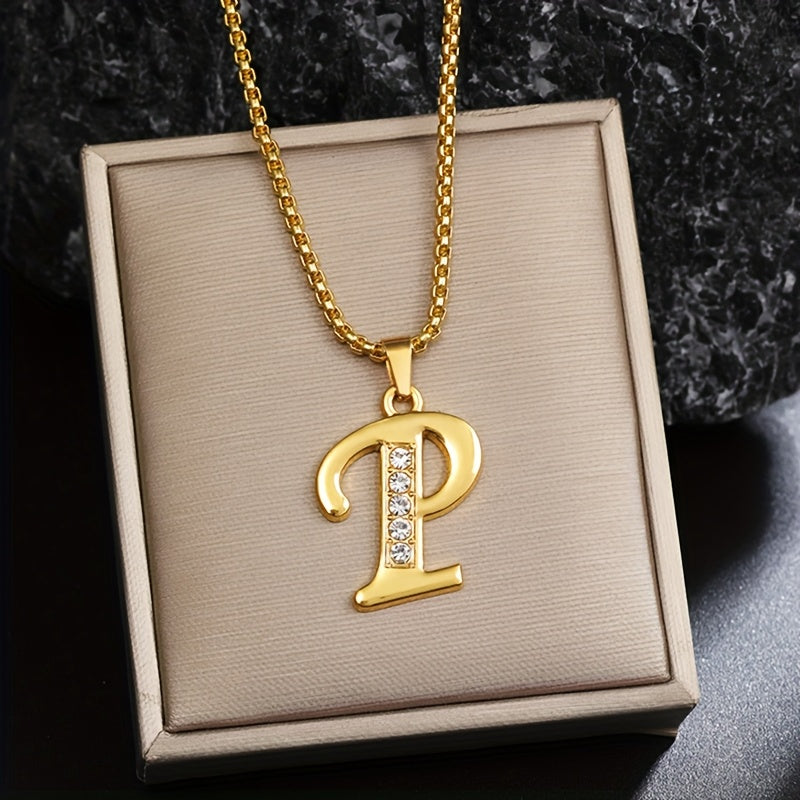 Initialen-Halskette mit Kristall in Gold, Ansicht 16