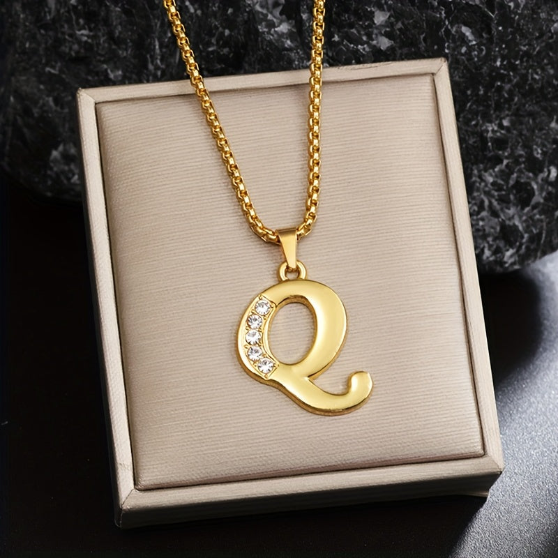 Initialen-Halskette mit Kristall in Gold, Ansicht 17