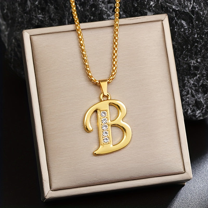 Initialen-Halskette mit Kristall in Gold, Ansicht 2