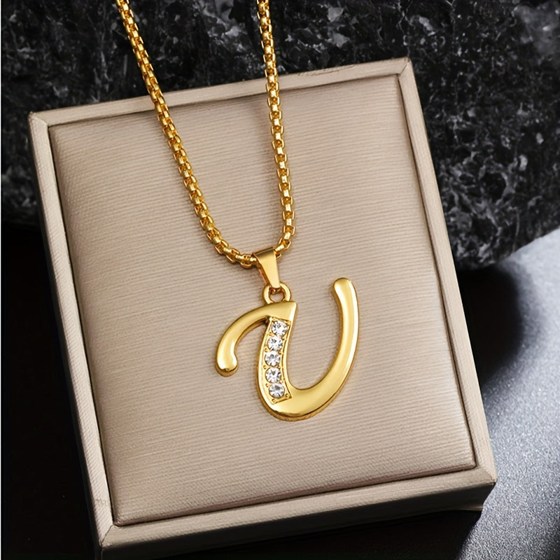 Initialen-Halskette mit Kristall in Gold, Ansicht 21