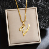 Initialen-Halskette mit Kristall in Gold, Ansicht 22