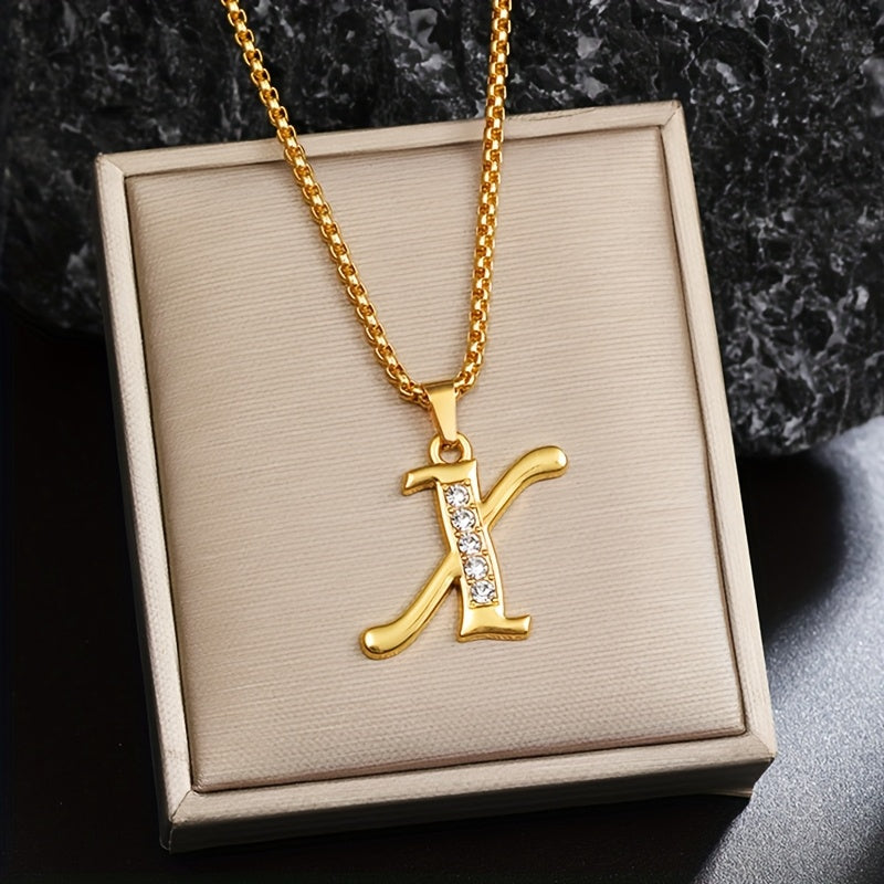 Initialen-Halskette mit Kristall in Gold, Ansicht 24