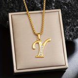 Initialen-Halskette mit Kristall in Gold, Ansicht 25
