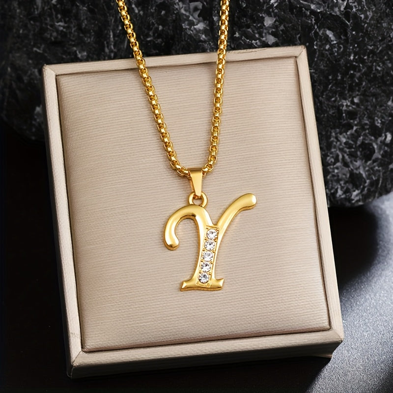 Initialen-Halskette mit Kristall in Gold, Ansicht 25