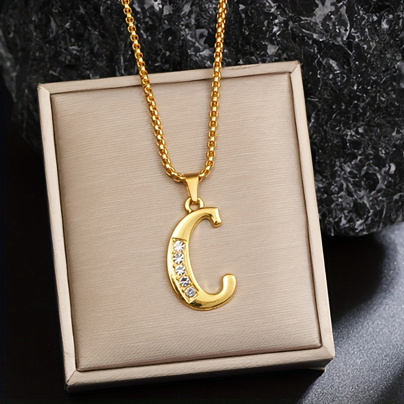 Initialen-Halskette mit Kristall in Gold, Ansicht 3