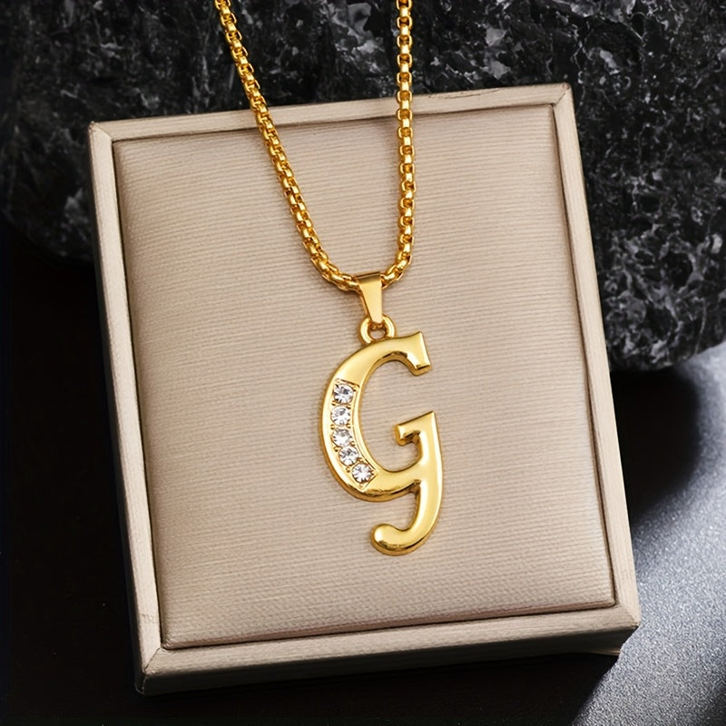 Initialen-Halskette mit Kristall in Gold, Ansicht 7
