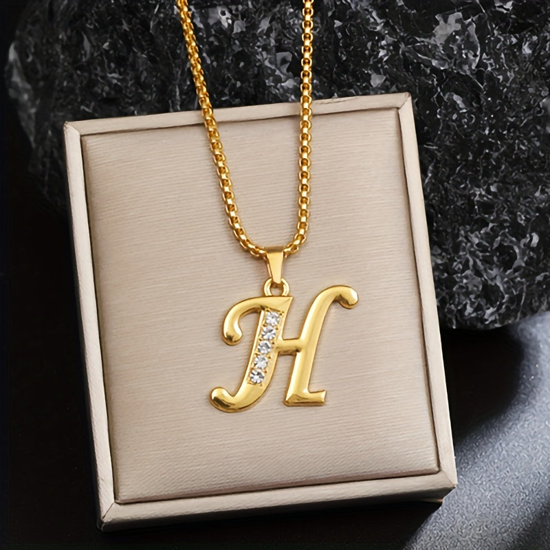 Initialen-Halskette mit Kristall in Gold, Ansicht 8