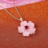 Halskette mit Blume in Gold und Rosa in Gold