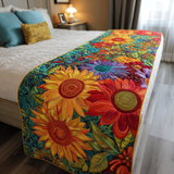 Gesteppter Bettläufer – Bunte Sonnenblumen