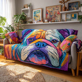 Gesteppter Sofabezug – mit Bulldogge