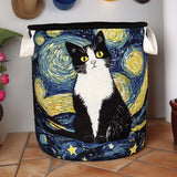 Gesteppter Wäschekorb – Elegante Katze