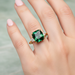 Eleganter quadratischer Ring mit Smaragd – Ansicht 4