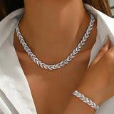 Elegantes Zopfketten-Set mit Steinen – Ansicht 5
