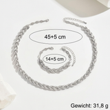Elegantes Zopfketten-Set mit Steinen – Ansicht 8