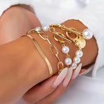 Armband-Set mit Schlange, Perlen und Gliedern in Gold, Ansicht 3