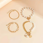Armband-Set mit Schlange, Perlen und Gliedern in Gold, Ansicht 4