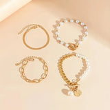 Armband-Set mit Schlange, Perlen und Gliedern in Gold, Ansicht 4