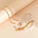 Armband-Set mit Schlange, Perlen und Gliedern in Gold, Ansicht 5