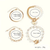 Armband-Set mit Schlange, Perlen und Gliedern in Gold, Ansicht 6