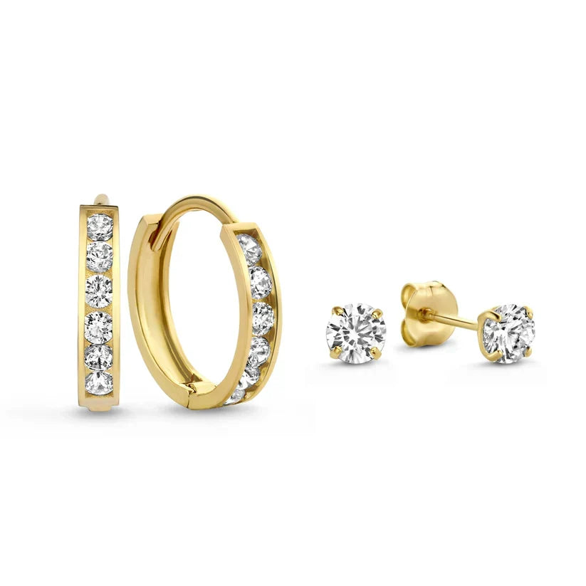 Ohrring-Set „Dara“ mit Steinen in Gold, Ansicht 2