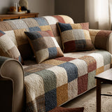 Gesteppter Sofabezug – im rustikalen Patchwork-Stil