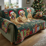 Gesteppter Sofabezug – mit weihnachtlichem Golden Retriever