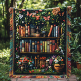 Gewebte Decke – Blumen-Bücherregal