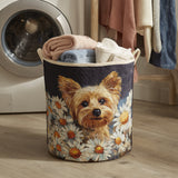 Gesteppter Wäschekorb – Yorkshire Terrier in Blüten