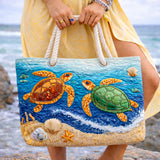 Handgefertigte Strandtasche – Tropische Schildkröte