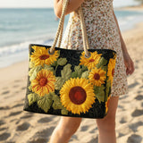 Handgefertigte Strandtasche – Große Sonnenblume