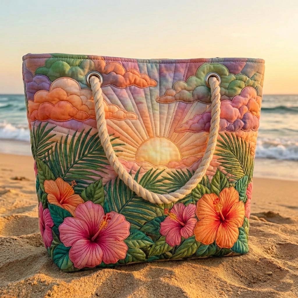 Handgefertigte Strandtasche – Tropischer Morgen