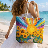 Handgefertigte Strandtasche – Regenbogensonne