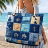 Handgefertigte Strandtasche – Maritimes Blau