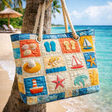 Handgefertigte Strandtasche – Maritimes Muster