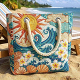 Handgefertigte Strandtasche – Warmer Lichtkranz