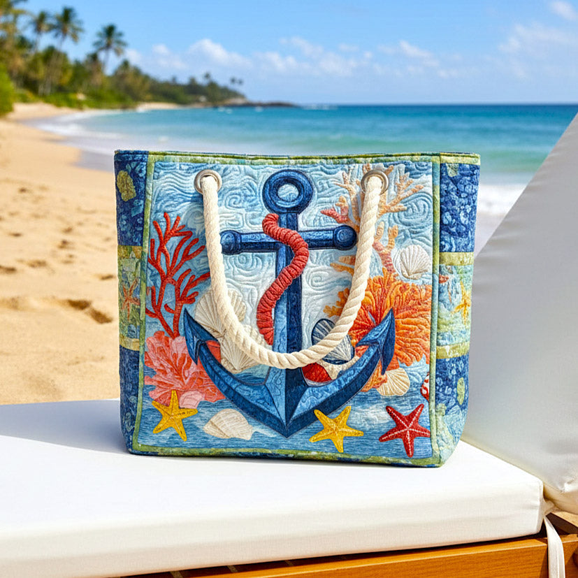 Handgefertigte Strandtasche – Maritimer Anker