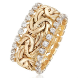 Geflochtener Retro-Goldring mit Zirkonia