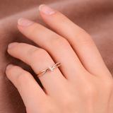 Geflochtener Ring in Roségold und Weißgold – Ansicht 2