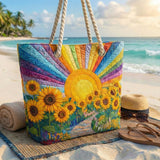 Handgefertigte Strandtasche – Regenbogensonne