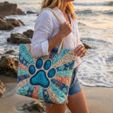 Handgefertigte Strandtasche – Pfotenabdrücke