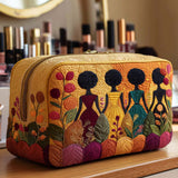 Gesteppte Kosmetiktasche mit goldenen Details