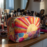 Gesteppte Kosmetiktasche mit goldenem Horizont