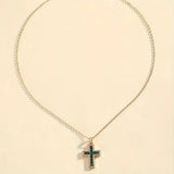 Goldkette mit smaragdgrünem Kreuz – Ansicht 3